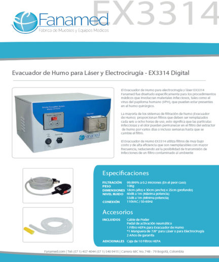 Evacuador de Humo para Láser y Electrocirugía – EX3314 Digital